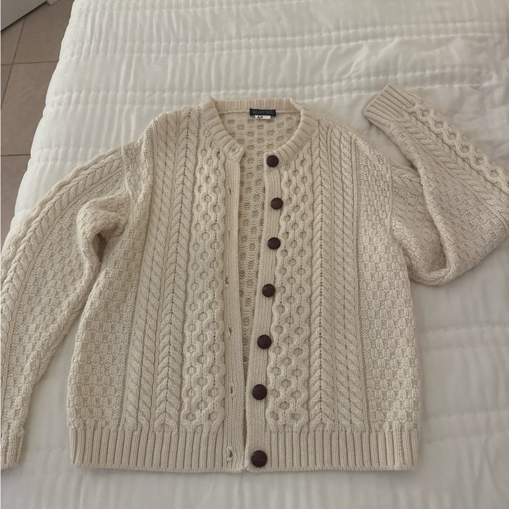 Blarney Woolen Mills Cream Cable Knit Cardigan